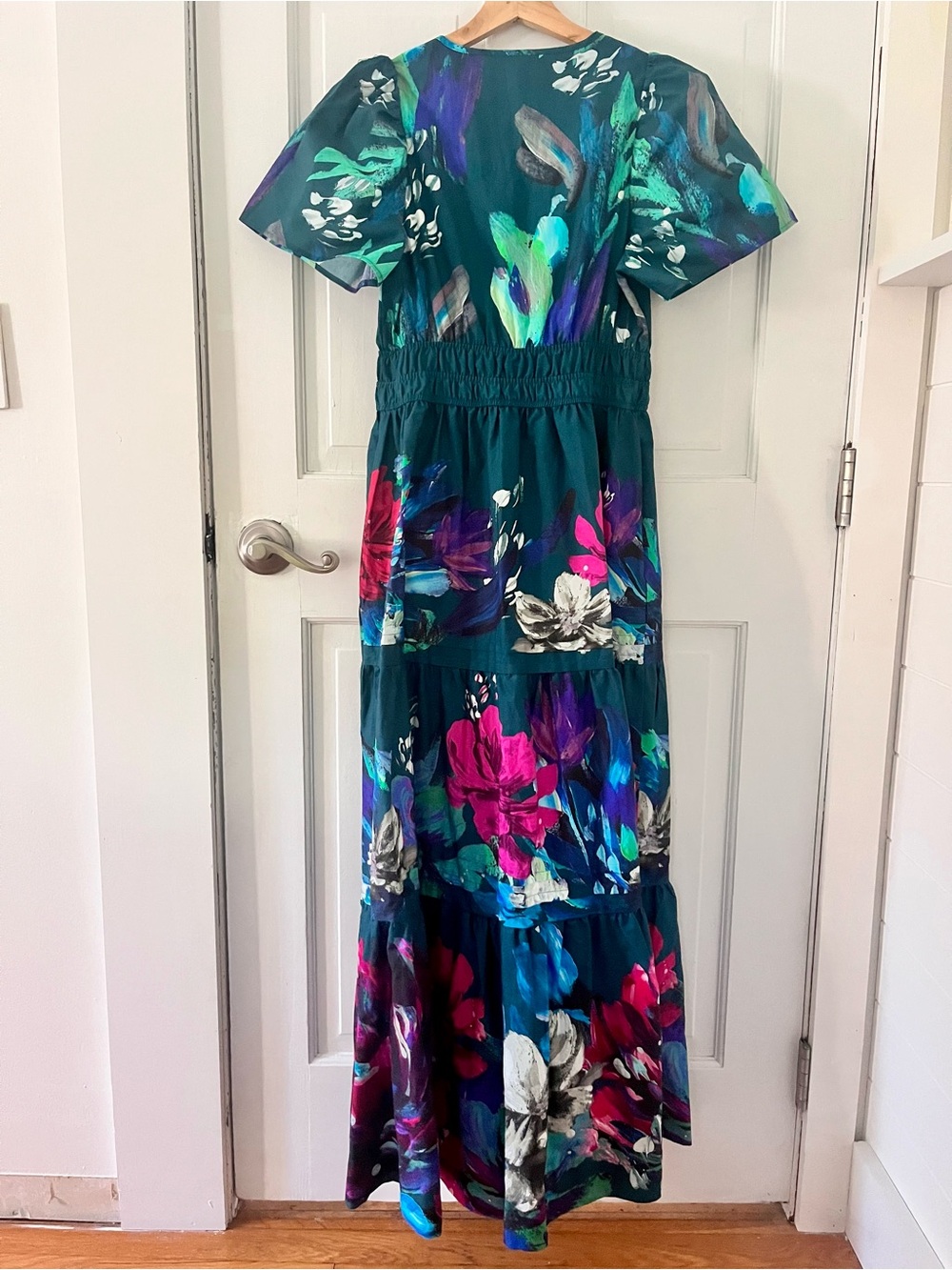 Anthropologie Floral Maxi Dress in Teal, Red, Pink, Blue - Picture 3 of 5